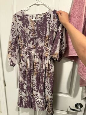 Purple Print Midi Dress
